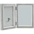 Miniatyrbilde 1 av 5: Dobbel fotoramme 4X6 tommer rustikk grå tre hengslet sammenleggbar fotoramme, bryllup, farsdagsgaver fra mor