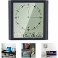 Miniatyrbillede 1 af 5: Digitalt vækkeur til soveværelse 22,4 cm LED lydløs ikke-tikkende analog vægur med snooze, fugtighed, temperatur, kraftigt elektrisk sengebordsuhr-