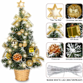 Miniatyrbilde 2 av 5: Miniatyr kunstig juletre, lite juletre med LED-lys, mini skrivebordsdekorasjon for kontor, kommersiell bar 40 cm, gull