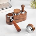 Miniatyrbilde 5 av 5: 53mm rustfritt stål kaffeklut pulverapparat Treblads kaffemaskin Huanghuali sklisikker presspulverapparat