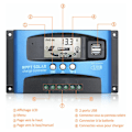 Pikkukuva 4 / 5: 12V/24V Älykäs akku MPPT Aurinkopaneelin säädin Lataussäädin kaksois 5V USB-porteilla LCD-näyttö, Ylikuormitussuoja, 30A - 30A