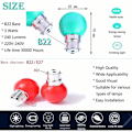 Miniatyrbilde 2 av 5: LED Farge Pære B22 3W Ekvivalent 30W 300LM AC 220V B22 Bajonettpærer Garland Farge LED Flerfarget Pærer for Hjem Bar Fest Atmosfærisk Dekorasjon - Pakke