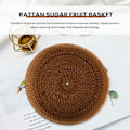 Miniatyrbild 5 av 5: Hantverkad Rund Fruktförvaringskorg i Rattan för Hösten - Rattan Korg för Kök, Mat, Picknick och Småföremål