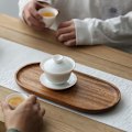 Miniatyrbilde 5 av 5: Kreativ trebrett Ovalt tebrett Hjemmefruktbrett Tørket fruktbrett Tre middagsbrett Valnøtt kaffekoppbrett