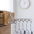 Miniatyrbillede 3 af 5: Sølv væg tørrestativ, væghængt sammenklappelig tørrestativ krog til altan 90° rotation vægmonteret sammenklappelig tøjstativ til badeværelse, soveværelse