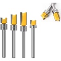 Miniatyrbilde 1 av 5: 4 stk. 6 mm skaft mønster flush trim fresersett, 3 blad trebearbeiding fresing skjæreverktøy 133307