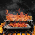 Miniatyrbilde 3 av 5: Bærbar sammenleggbar grillstativ i rustfritt stål med avtakbar grillrist Utendørs bærbar grillstativ med grillpanne
