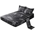 Miniatyrbild 1 av 5: 1 Set 4 Delars Marmor Överkast Marmor Sänglakan Örngott Set Djup Fick Duvet Cover Mjuk Sängkläder Svart