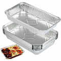 Miniatyrbild 1 av 5: 25 st aluminiumformar grilltillbehör för matlagning, grillning, bakning, frysning och förvaring Stora aluminiumfolie matbehållare 31cm x 21cm x 5cm
