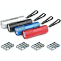 Pikkukuva 1 / 5: 4 kpl LED-taskulamppua, Mini-taskulamppu sisältää 12 paristoa, Vedenkestävä taskulamppu lapselle tai aikuiselle pyöräilyyn, leirintään, lukemiseen, kävelyyn, patikointiin, työskentelyyn