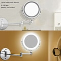 Miniatyrbillede 4 af 4: LED-belyst Makeup-spejl - 10x Forstørrende Belysning Vægspejl til Badeværelse, To-sidet Fleksibel Svanehals, 360° Rotation med USB-kabel