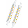 Miniatyrbilde 1 av 5: 2-pakke 10W R7s 118mm Dimbar LED-pære Varmt Hvit 3000K 100W Halogen Ekvivalent Lineær Dobbel Base Reflektor Flomlys for Hage, Offentlig, Korridor