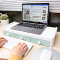 Miniatyrbillede 3 af 5: 1 stk. Laptop PC Stativ Bord Bord Opbevaring Organizer Hylde Computer Skærm Forhøjer Holder Stativ Hvid