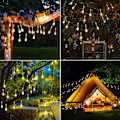 Miniatyrbilde 3 av 5: Solcelled Utendørs Lyslenke, 7m 50 LED Vann-Dråpe Solcelled Lyslenke, 8 Moduser Vanntette Utendørs Solcelled Lyslenke for Hagefest Jul (Var