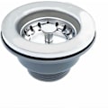 Miniatyrbillede 1 af 5: Afløbsarmatur til vask uden overløb, rustfrit stål, kurv Ø 85 mm, 1½\", rustfrit stål + ABS, afløb + kurv