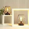 Miniatyrbillede 3 af 4: Designer Sengelampe Batteri Udendørs Bordlamper Sæt af 2 Metalbur Bordlamper Ledningsfri Stue Bordlampe Bryllupper Fester Terrasse til Indendørs