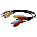 Pikkukuva 2 / 4: Uusi 3 RCA-uros - 6 RCA-naaras Audio Video AV-jakajakaapeli