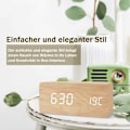 Miniatyrbild 5 av 5: Träbordsklocka - Bambus - Vit - LED Digital Väckarklocka - Stående Klocka med Datum, Temperatur och USB-Port - Batteridriven