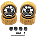 Pikkukuva 1 / 5: 65mm Metal Wheel Rim Tire with 12mm Adapter for C14 C24 MN D90 MN98 MN99S MN-90 Remote Control Car Upgrade Parts, Yellow