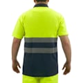 Miniatyrbillede 3 af 5: Kortærmet poloshirt med gul-blå refleks til arbejdspladssikkerhed, størrelse XL