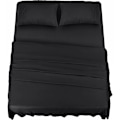 Pikkukuva 1 / 5: Polyesterimikrokuituvuodevaatesetti (4 osaa, musta) - 1 fitted-lakan 150x200cm, 1 tasainen lakan 266x259cm ja 2 tyynyliinaa 50x75cm