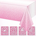 Miniatyrbild 3 av 5: 3-pack engångsrosa gradient plastdukar för fester, engångs glitter ljusrosa dukar för rektangulära bord, ljusrosa 54 x 108 tum