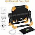 Miniatyrbillede 5 af 5: LED Genopladeligt Arbejdslys - 2 COB 2000 Lumen Overflade- & Spotbelysning 360° Rotation USB Ledningsfri Foldbar Lampe Batteri Sikkerhedslys