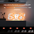 Miniatyrbillede 5 af 5: Ur 3D RGB LED Digital Vægur Lysende Bordvækkeur Tid Dato Bordur med App Kontrol til Soveværelse
