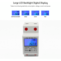 Miniatyrbilde 3 av 5: EDF-måler Enfase DIN-skinne Energimåler 5-80A 220V 50Hz Elektronisk kWh-måler med LCD-bakgrunnsbelysning Digitalt display DDM15SD, Hvit - Hvit