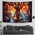 Miniatyrbilde 5 av 5: Fantasy Forest Veggteppe Magisk Livets Tre Veggteppe Mystiske Skinnende Lanterner Veggteppe Fosser Under Gammelt Fortryllet Tre Veggteppe for Rom-5