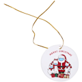 Miniatyrbild 1 av 5: 2 st runda julgransprydnader dubbelsidig tryckning keramisk tomte semesterdekorationer