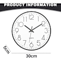 Miniatyrbild 2 av 5: 12 Tums Elegant Modern Tyst Kvarts Väggklocka Batteridriven Dekorativ Rund Design för Hem/Kontor/Kök/Sovrum/Vardagsrum