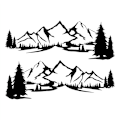 Miniatyrbilde 2 av 5: RV Bobil Side Body Sticker DIY Stor Fjell Tre Klistremerke Dekorasjon for Bil Caravan Tilhenger