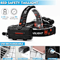 Miniatyrbilde 5 av 5: Hodelykt, Super Bright 18000 Lumen 8 LED Hodelykt, USB Oppladbar Vanntett Justerbar for Camping, Fiske, Hule, Jogging og Fotturer-Sunny