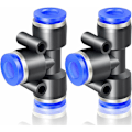 Miniatyrbillede 1 af 5: 10 stk Blå 4mm OD 3-vejs T-stykke Push To Connect Fittings (PE-4)