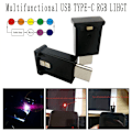 Miniatyrbillede 5 af 5: Mini USB-C LED RGB Justerbar Lysstyrke 8 Farver Skiftelig til Bil, Bærbare Computere, Tastatur Atmosfære Natlampe