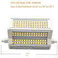 Miniatyrbilde 4 av 5: R7S LED-pære 50W Varmt Lys Dimbar 3000k Dobbel Endet J118 J-Type 118mm 4.64 LED Flomlys 5000LM 500W Ekvivalent Halogen Gatebelysning 200 Grader