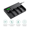Miniatyrbild 4 av 5: 4-kanals batteriladdare med LCD-display för NP-F970, NP-F960, NP-F770, NP-F750, NP-F570 kamera, EU-kontakt