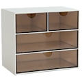 Miniatyrbillede 1 af 5: -Venlig Desktop Clear Plastic Opbevaringsboks Skabe til Små Genstande Makeup Event Organizer-4 Celler Brun