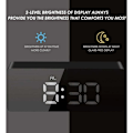 Miniatyrbillede 3 af 5: Spejl-vækkeur, Digitalt vækkeur med dato/temperatur/snooze/2 alarmer/USB-opladningsport LED-display, til rejser, soveværelse, kontor, køkken - Sort
