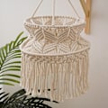 Miniatyrbillede 5 af 5: Håndstrikket Lampeklokke, Loftlampe Skærm, Boho Makramé Lampeklokke Lanterne til Stue Soveværelse Dekoration