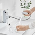 Miniatyrbillede 1 af 5: Enkeltgrebs Vandhane til Vask med Utrækkelig Bruser Krom Moderne Badeværelsesvask Armatur Toilet Armatur