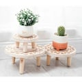 Miniatyrbild 5 av 5: Liten rund träblomkruka stativ, minipall, displaystativ för suckulenter, bonsai, krukväxter, rustikt blomkruka stativ