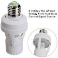 Miniatyrbillede 5 af 5: 2 stk. E27 Bevægelsessensor Lysswitch 100-240V Support Base Lampe Bevægelsessensor med Pære Fatning Smart Switch Lysstyring