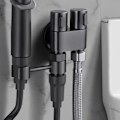 Miniatyrbilde 2 av 5: 1-i-2-ut dobbel kontrollventil mini multifunksjonskran mini dusjtrykk baderomsett for bidet og dusj-B