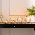 Miniatyrbilde 3 av 5: 2 stk. Gullmetall Pillar Lysestaker, Geometriske Tealight Holdere, Bryllups Senterstykker, Kaffebord for Hjemmedekorasjon, Seremoni og Fødsel