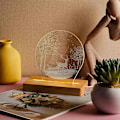 Miniatyrbild 5 av 5: Rektangulär träbas för ljus, träbas varmt ljus, trä LED-ljusbas roterande displayställ lamphållare lampbas