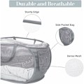 Miniatyrbilde 4 av 5: Slitesterke sammenleggbare kleskurver, Mesh kleskurv med sidelomme, sammenleggbar klesoppbevaringskurv med forsterkede bærebånd for vask