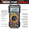 Miniatyrbillede 1 af 5: SZ305 1999 Tæller Multimeter Kondensator Tester Smart Voltmeter AC/DC Spænding Strøm Modstand Ohm Testværktøjer Sort