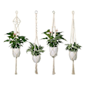 Miniatyrbild 1 av 5: Set med 4 Blomkruka Växtställ Inomhus Utomhus Makramé Växt Hängare